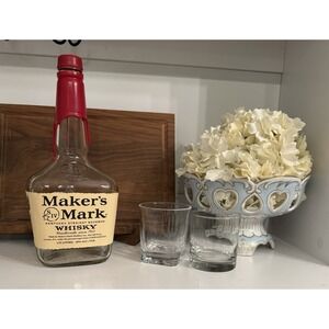 Makers Mark 1.75 L EMPTY Bottle With Top Red Wax Collector Crafts Display Lamps